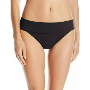 Profile by Gottex Womans Fold Over Ruched Band Bikini Bottom Black Size 12 11159